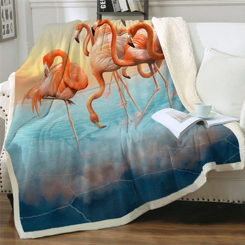 Image of Watercolor Flamingo Flamboyance Cozy Soft Sherpa Blanket