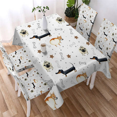 Image of Monogram Cartoon Dog Table Cloth Waterproof 09