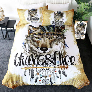 Native Tribal Wolf Comforter Set - Beddingify
