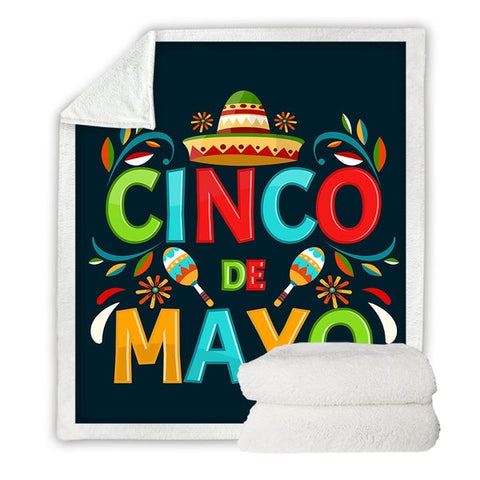 Image of Cino De Mayo Mexican Hat Cozy Soft Sherpa Blanket