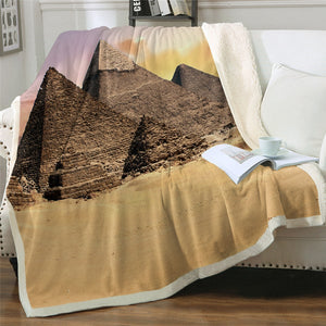 Scenery Egypt Pyramid Cozy Soft Sherpa Blanket