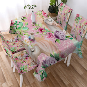 Floral Unicorn Waterproof Tablecloth  15