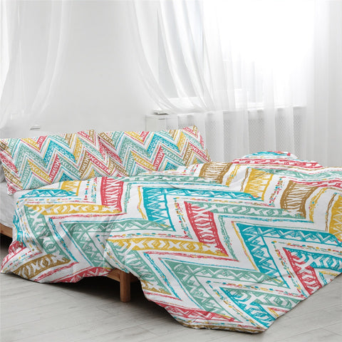 Image of Aztec Bedding Set - Oriental Geometric Retro Home Bedspreads 3-Piece 08