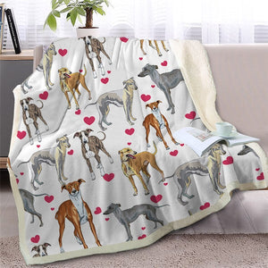 Funny Italian Greyhound Dogs Soft Sherpa Blanket