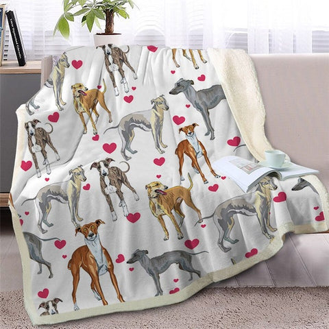 Image of Funny Italian Greyhound Dogs Soft Sherpa Blanket