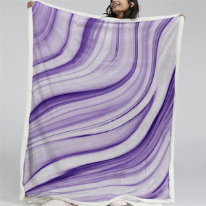 Luxury Purple While Marble Soft Sherpa Blanket