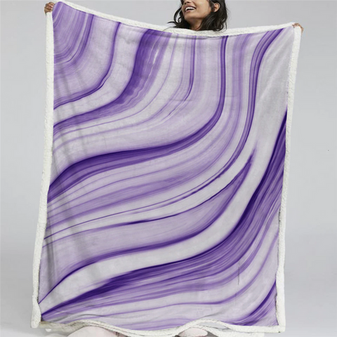 Image of Luxury Purple While Marble Soft Sherpa Blanket