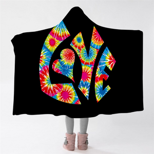 Firework Pattern LOVE Hooded Blanket