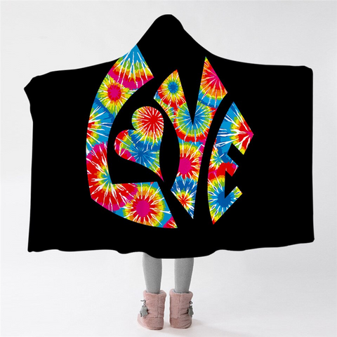 Image of Firework Pattern LOVE Hooded Blanket