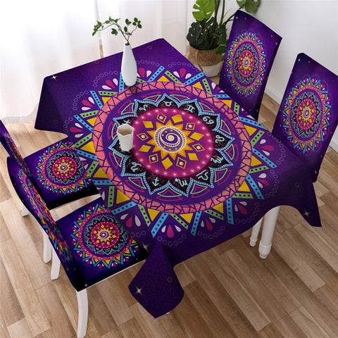 Image of Copy of Zodiac Mandala by Lionhearts Tablecloth Purple Waterproof 02