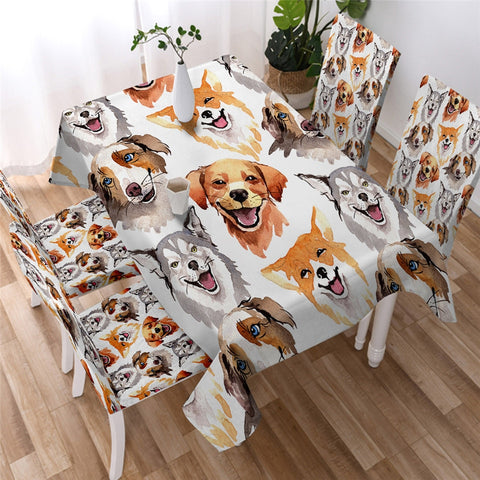 Image of Monogram Cartoon Dog Table Cloth Waterproof 11