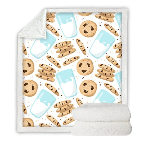 Image of Funny Cookies And Milk Food Soft Sherpa Blanket