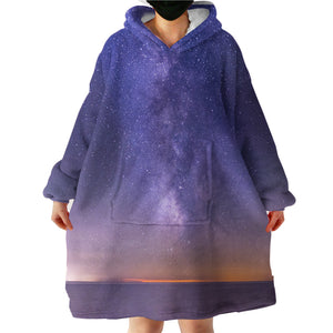 Purple Sky With Stars LKEUN10 Hoodie Wearable Blanket