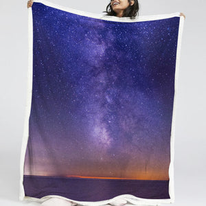 Purple Sky With Stars LKEUN10 Soft Sherpa Blanket