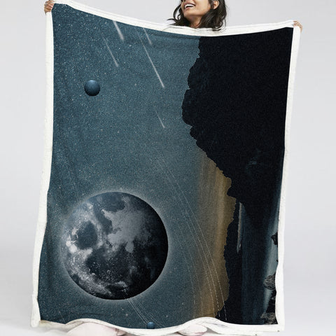 Image of Mountain Under The Planet LKEUN14 Soft Sherpa Blanket