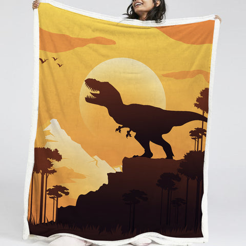 Image of Dinosaurs Under The Sun LKDIN001 Soft Sherpa Blanket