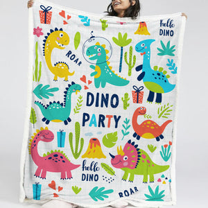 Cute Cartoon Dinosaurs LKDIN003 Soft Sherpa Blanket