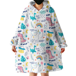 Colorful Animals World LKDIN004 Hoodie Wearable Blanket