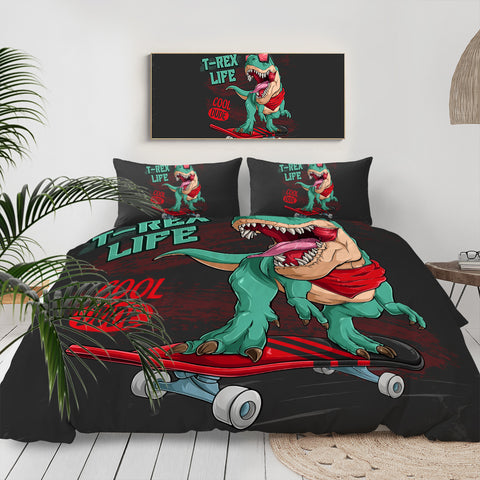 Image of Dinosaur On The Skateboard LKDIN006 Bedding Set