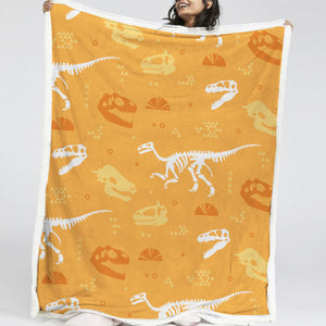 Yellow Dinosaur LKDIN007 Soft Sherpa Blanket