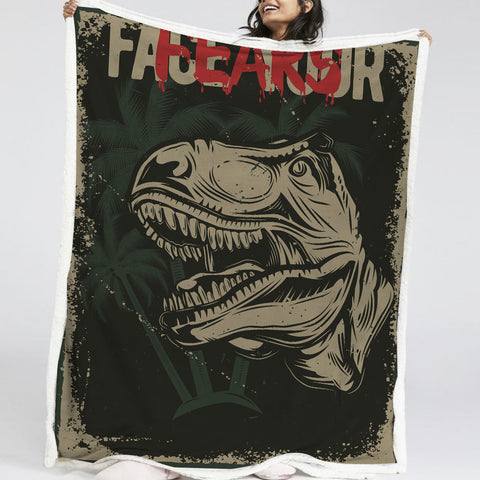 Image of Dinosaur Fearless LKDIN009 Soft Sherpa Blanket