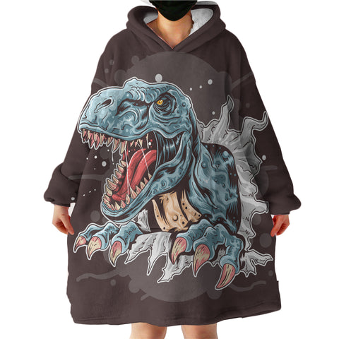 Image of Blue Dinosaur LKDIN010 Hoodie Wearable Blanket