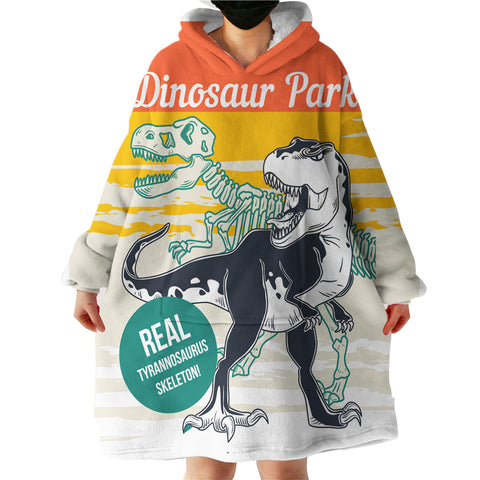 Image of Black& White Dinosaur LKDIN016 Hoodie Wearable Blanket