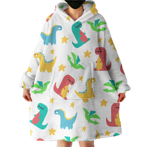 Colorful Dinosaur LKDIN022 Hoodie Wearable Blanket