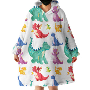 Dinosaur Family LKDIN023 Hoodie Wearable Blanket