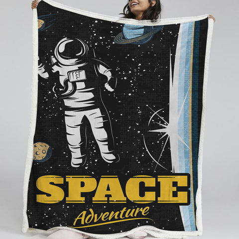 Image of Black Astronaut LKSPMA02 Fleece Blanket