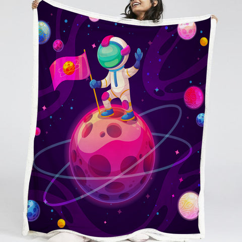 Image of Cartoon Astronaut LKSPMA05 Fleece Blanket