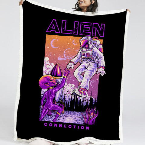Image of Alien And Astronaut LKSPMA07 Fleece Blanket