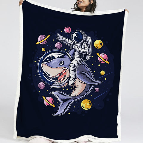 Image of Astronaut and Dolphin LKSPMA11 Fleece Blanket