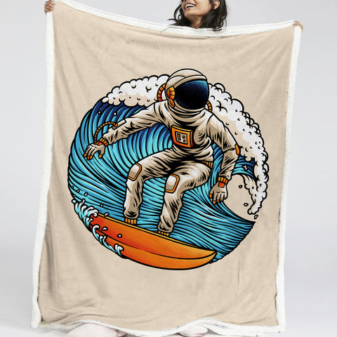 Image of Astronaut On The Beach LKSPMA12 Fleece Blanket
