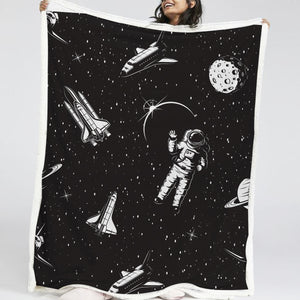 Black Astronaut LKSPMA16 Fleece Blanket