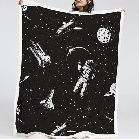 Image of Black Astronaut LKSPMA16 Fleece Blanket
