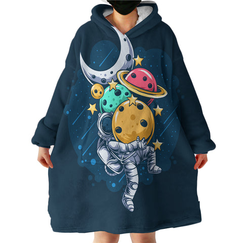 Image of Outer Space With Astronaut LKSPMA18 Hoodie Wearable Blanket