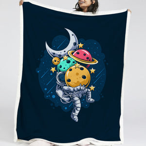 Outer Space With Astronaut LKSPMA18 Fleece Blanket