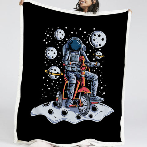 Image of Cycling Astronaut LKSPMA19 Fleece Blanket
