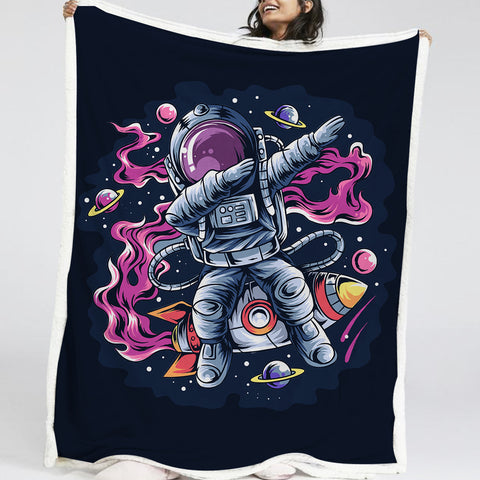 Image of Astronaut With Dabbing Style LKSPMA20 Sherpa Fleece Blanket