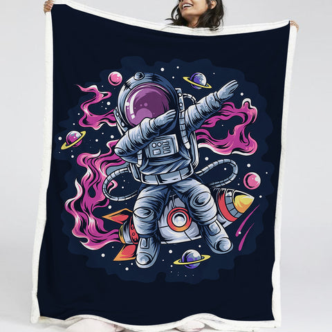 Image of Rocket Astronaut LKSPMA20 Fleece Blanket