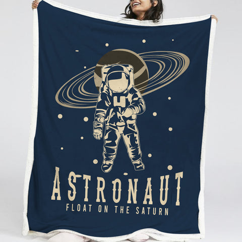 Image of Astronaut On The Saturn LKSPMA21 Fleece Blanket