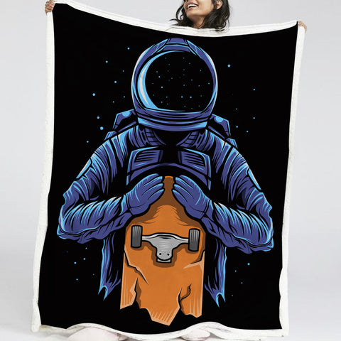 Image of Astronaut With Skateboard LKSPMA22 Sherpa Fleece Blanket