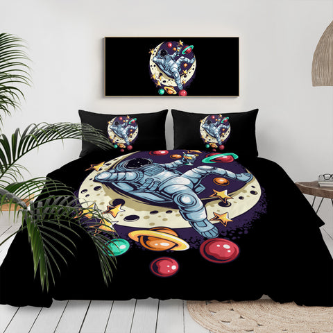 Image of Astronaut Relaxing On The Moon LKSPMA24 Bedding Set