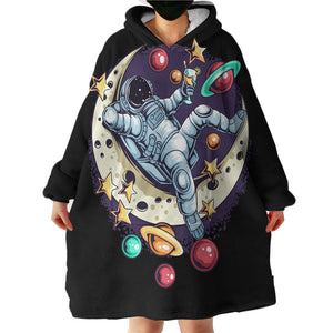 Astronaut Relaxing On The Moon LKSPMA24 Hoodie Wearable Blanket