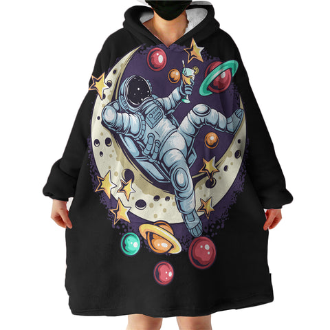 Image of Astronaut Relaxing On The Moon LKSPMA24 Hoodie Wearable Blanket