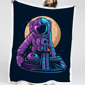 Astronaut Playing Music LKSPMA25 Sherpa Fleece Blanket