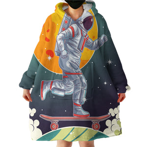 Astronaut Playing Skateboard LKSPMA27 Hoodie Wearable Blanket