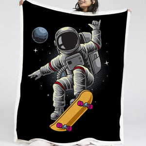 Astronaut With The Skateboard LKSPMA28 Sherpa Fleece Blanket