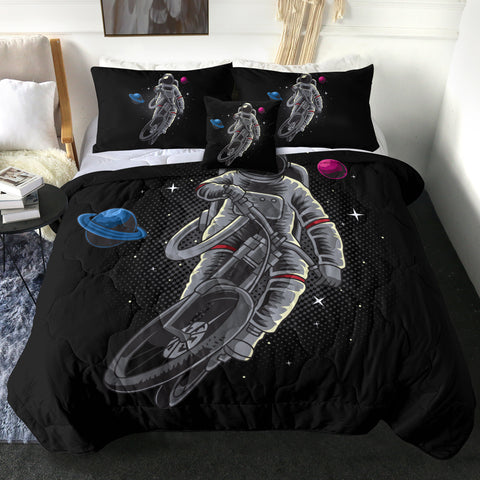 Image of Astronaut Driving Bicycle LKSPMA29 Comforter Set